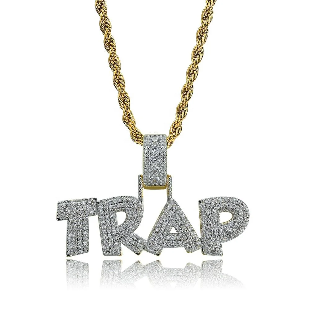 

New Arrival Hot Sale Hip Hop Gold TRAP Letters Pendant Necklace