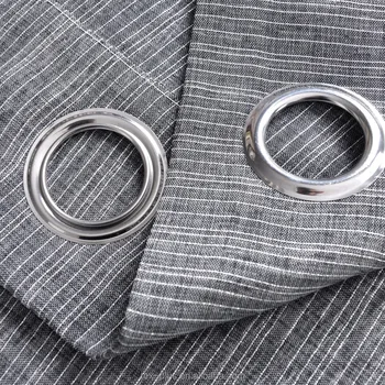 Solid Grey Color Yarn Dyed Sheer Fabric Window Curtain Panel For