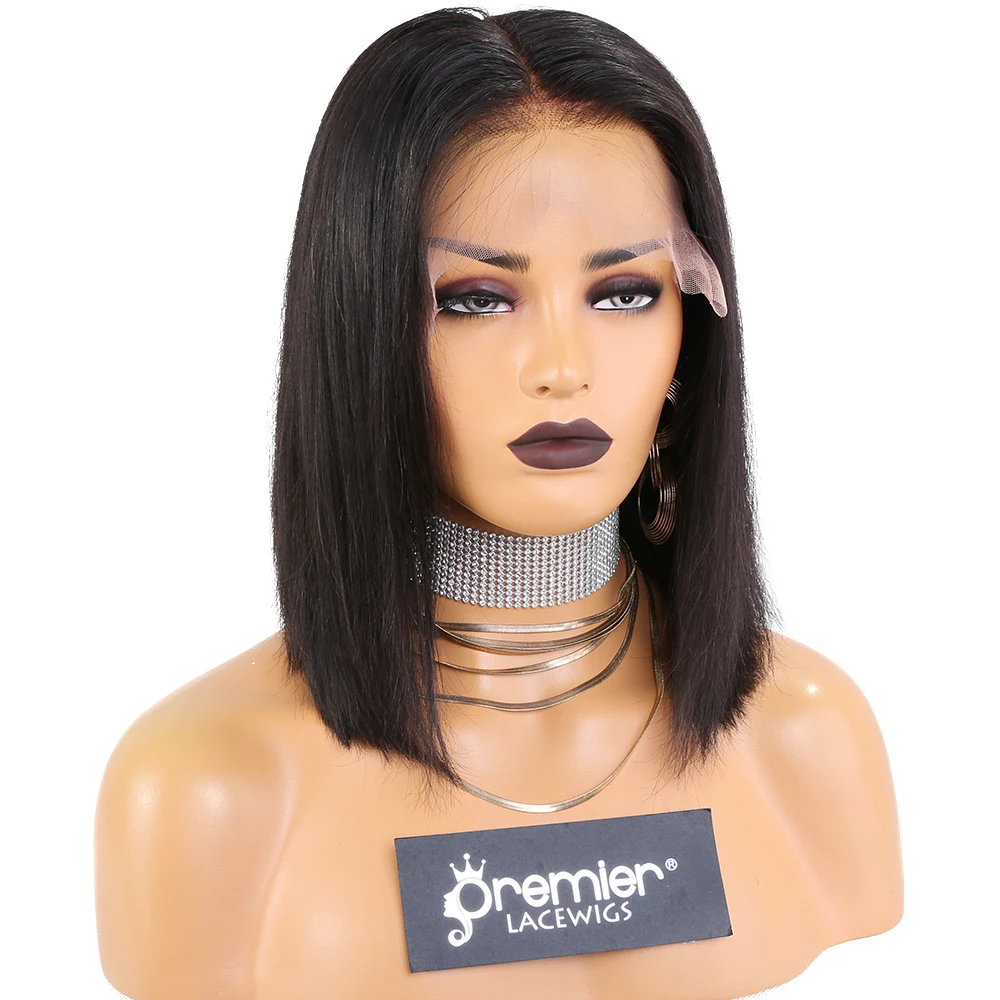 

2019 bleached knots natural Hairline 150 Density short bob haircut style Wigs raw remy Human Hair Indian Lace Frontal 13X6