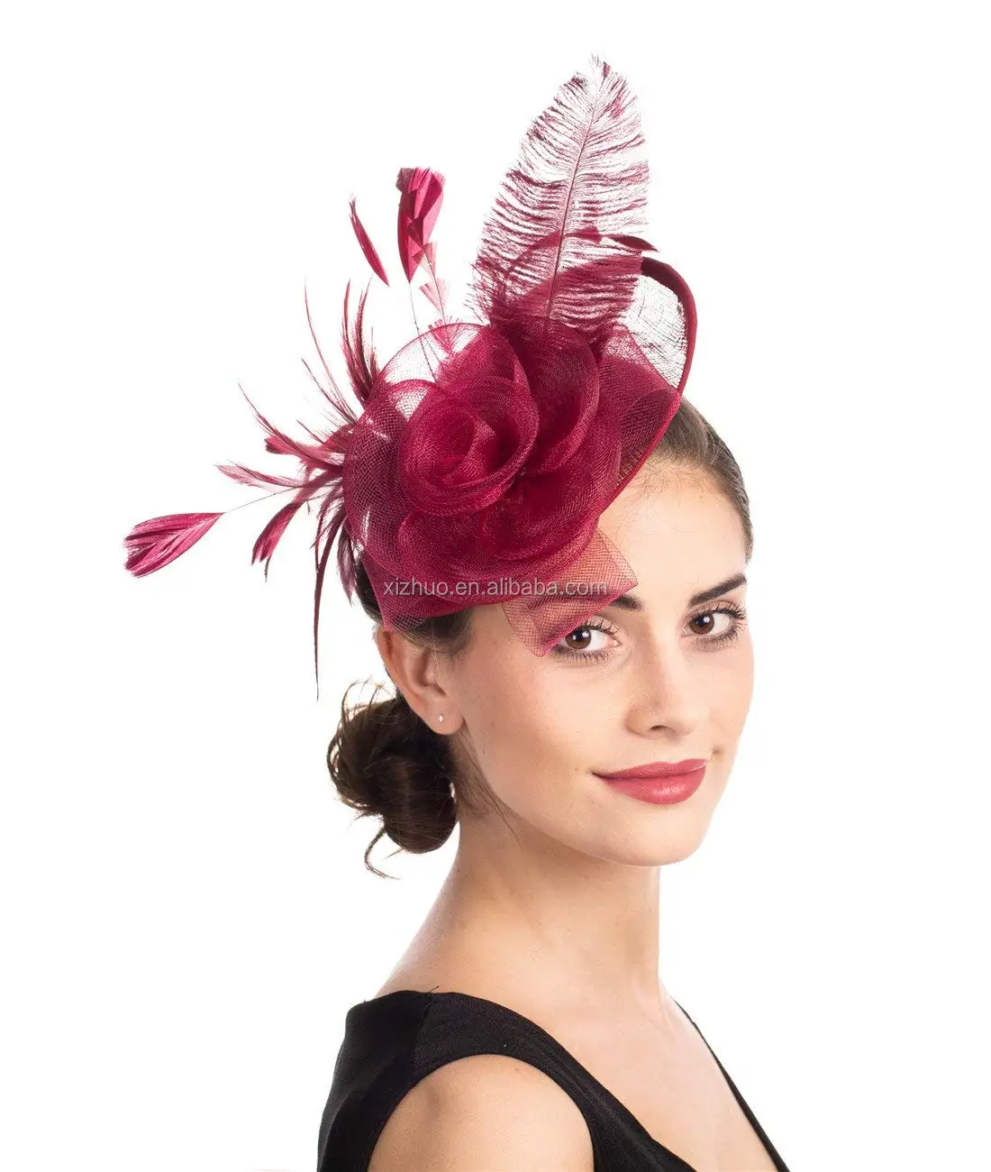 SAFERIN Fascinators Hat Sinamay Flower Mesh Feathers on a Headband and a Clip Tea Party Headwear for Girls and Women 