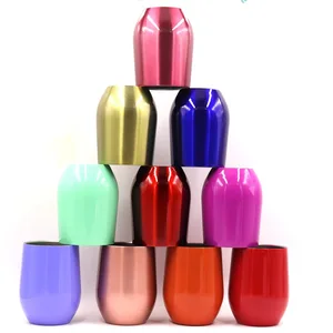 Image of Double Wall Stainless steel metal vacuum cup egg shell shape water thermos tumbler wine cup