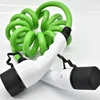 3 phase IEC 621962 green spring spiral cable type 2 EV fast charging plug