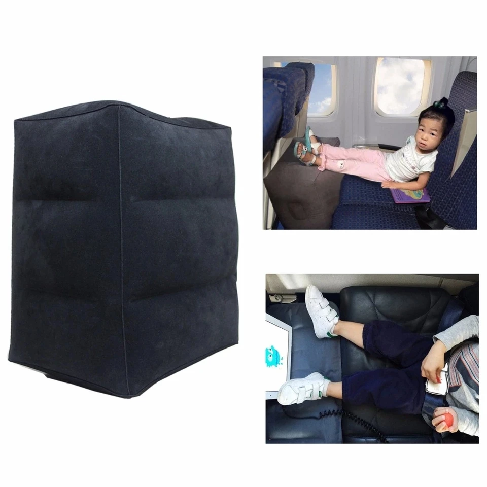 Pvc Flocking Airplane Travel Inflatable Foot Rest Pillow For Leg Rest