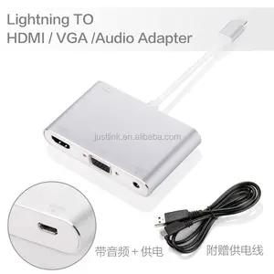 8 Pin to HDMI VGA Audio Splitter iPhone iPad