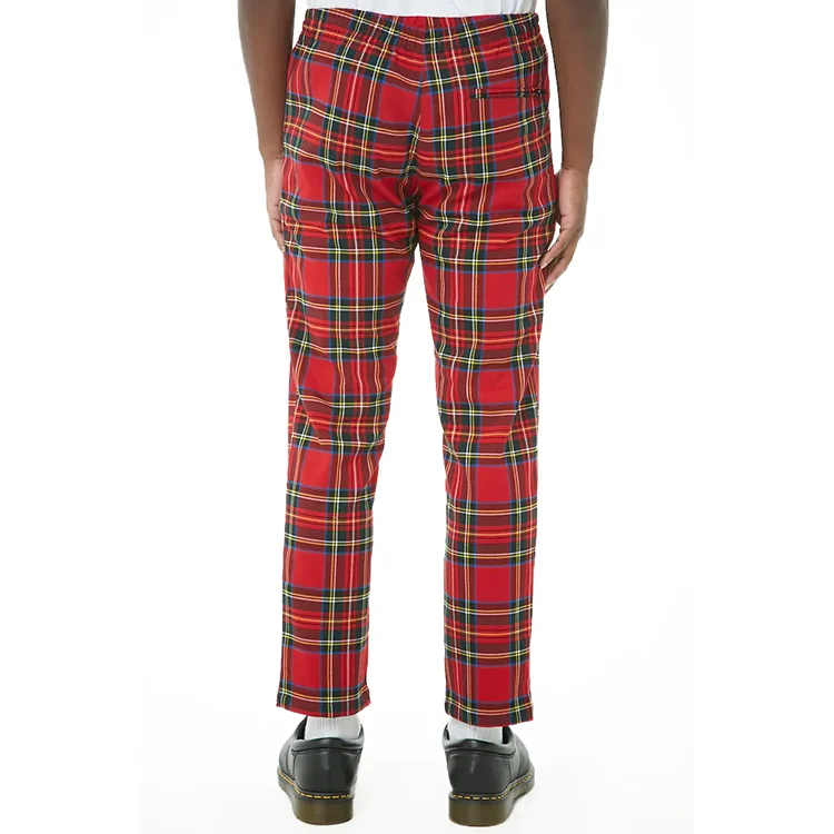 red black plaid pants men