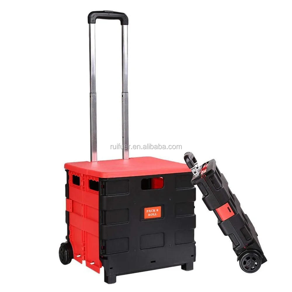 Twowheeled Folding Trolley With Cover Plastic Lightweight Portable