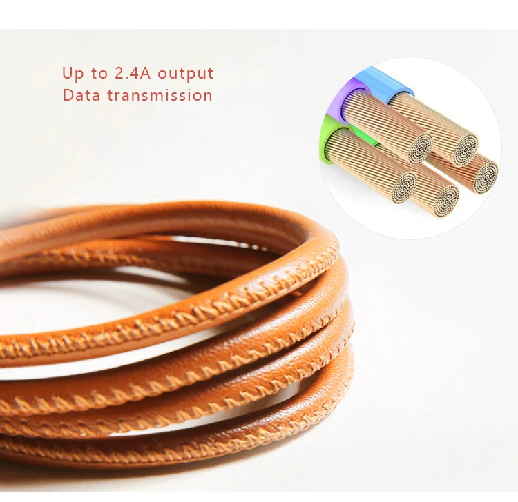 Similor 2018 hot sale high speed leather material  phone  data transmission cable micro usb charging cable