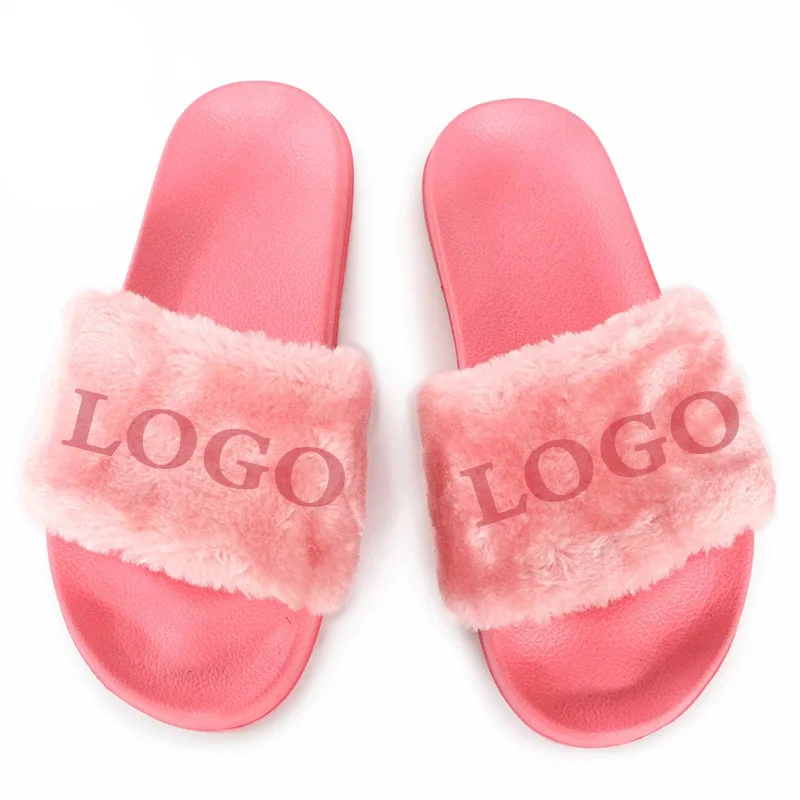 

Chinese Wholesale Custom Latest House Bathroom Lady Plush Eva Slipper,Winter Home Indoor Rubber Faux Fur Slipper For Women, Pink / gray / black