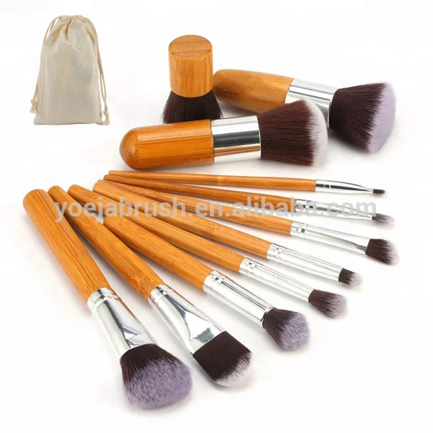 

Hot selling custom make-up pensel 11 pcs bamboo makeup brush, Natural color