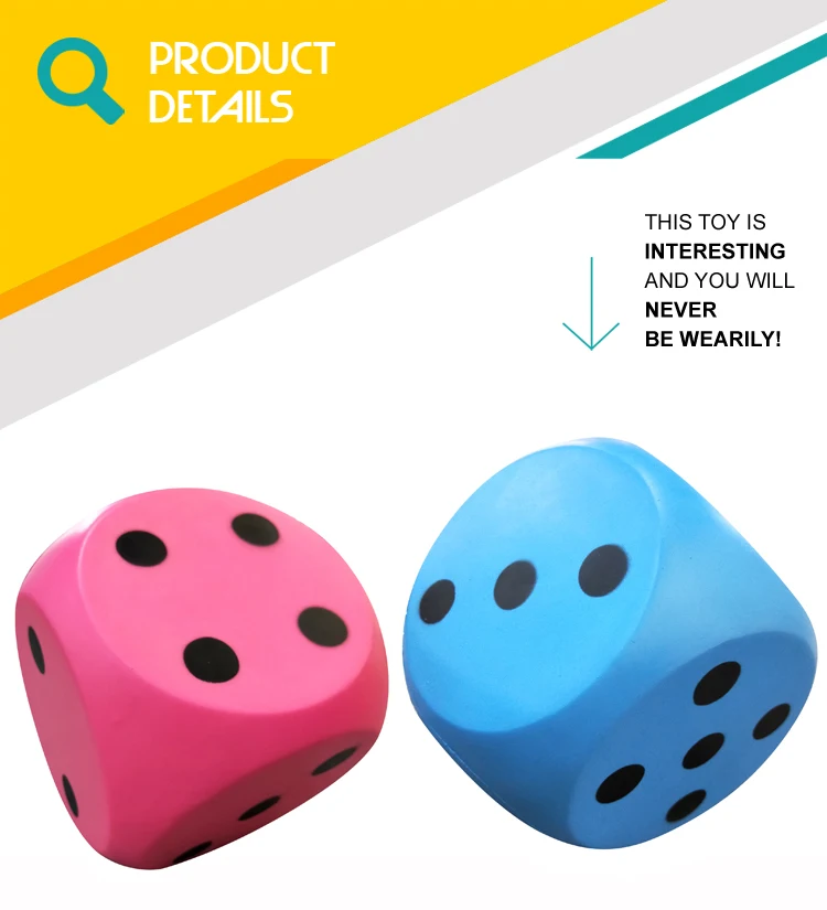 Wholesale Custom Pu Toy Bulk 15cm Big Plastic Dice In Yellow Pink Blue ...