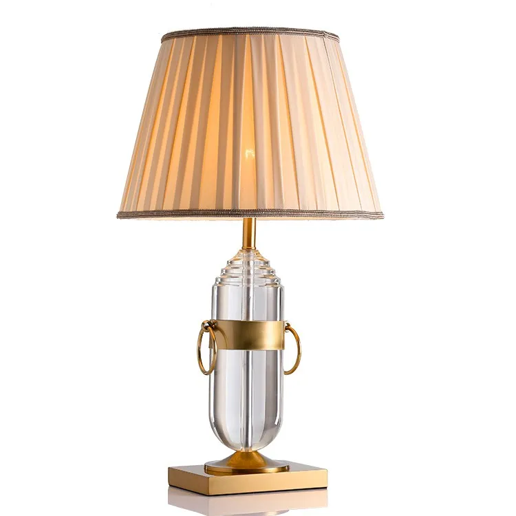 

High Quality American vintage antique design luxury fabric shade glass table lamp desk for living room hotel