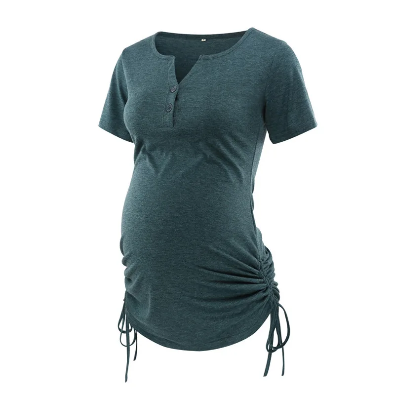 

Custom made V neck side drawstring funny high quality summer short sleeves, wholesale maternity clothes