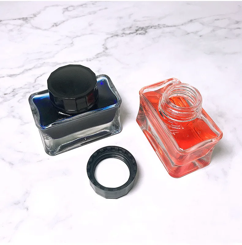 High Quality 50ml Transparent Empty Rectangle Glass Bottle Pen Ink