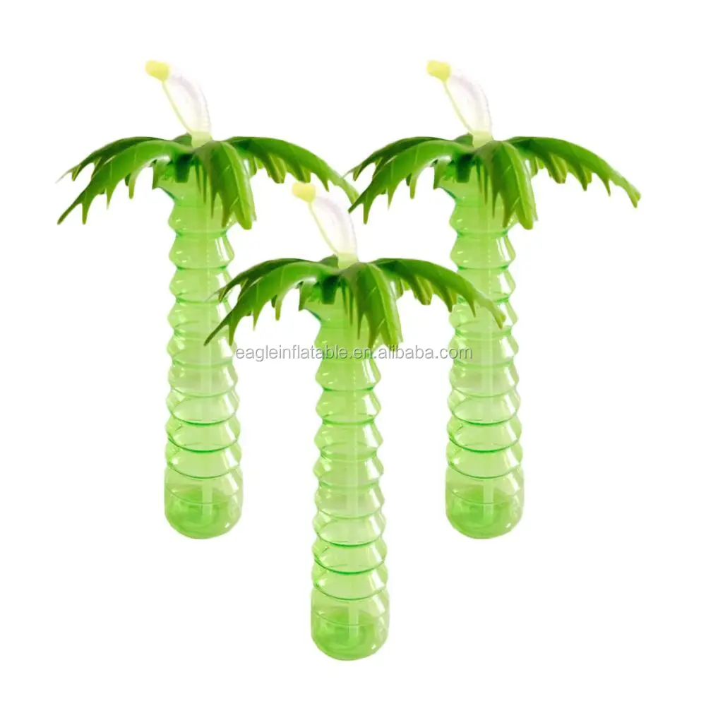New Arrival Food Grade PP Material Creative palm tree Plastic beach Water Drinking sipper Cup