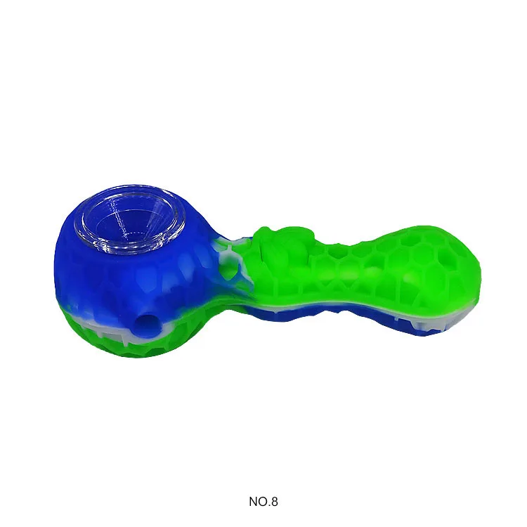 

Small Silicone & Glass Hand Smoking Water Pipe for Weed, Wax, Red;green;black;blue;mixed;etc