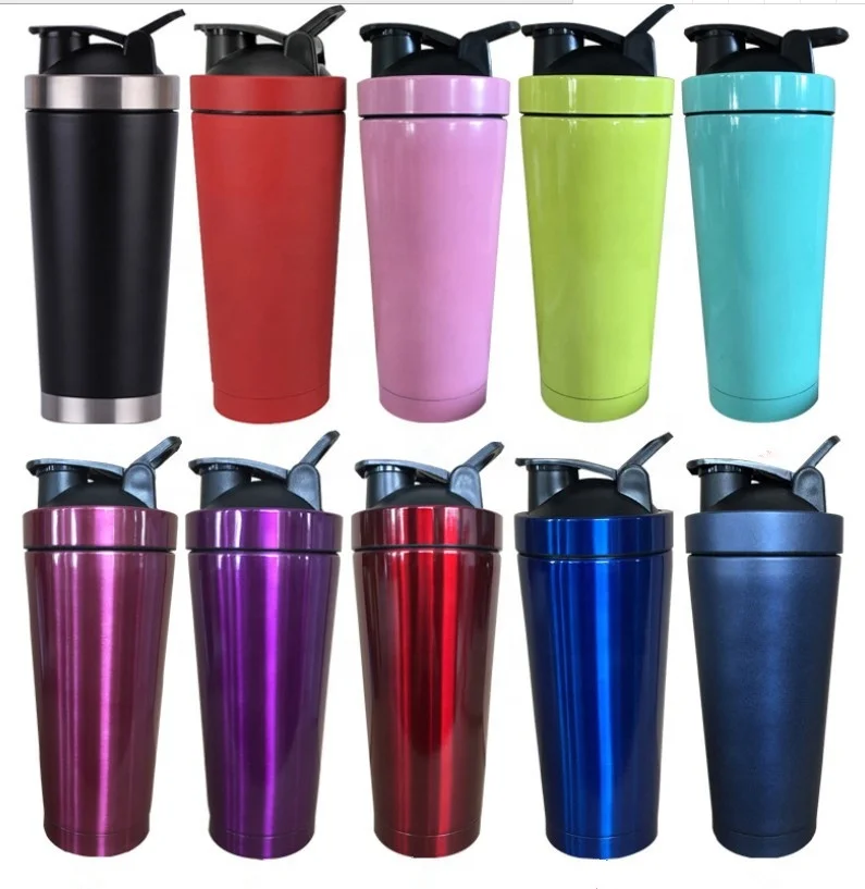 

750ml Customized protein powder GYM storage stainless steel double wall shaker bottle, Customized color