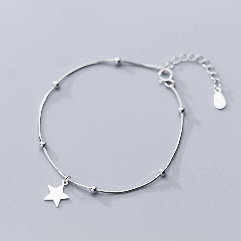 

100% 925 Sterling Silver Bracelets Star Charm Bracelets Jewelry 2019