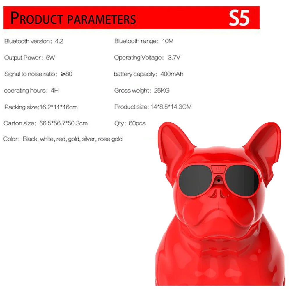 Mini Portable Bass AeroBull dog Bluetooth Speaker Wireless Fullbody Dog Speaker Touch Control Subwoofer Speaker - ANKUX.COM