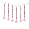 100sets 38mm Pink Glass Maple Leaf Chandelier Pendants with 14mm Octagon Beads Crystal Strand Chains for Party/Event/Holiday