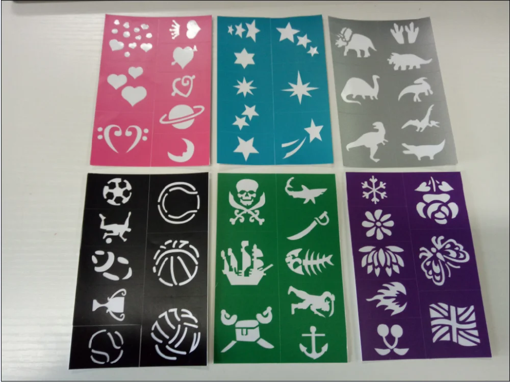 Customized Fashionable Body Art Adhesive Stencil Pvc Stencil Kids