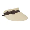 fashionable lady summer foldable roll up paper straw sun visor with bowknot