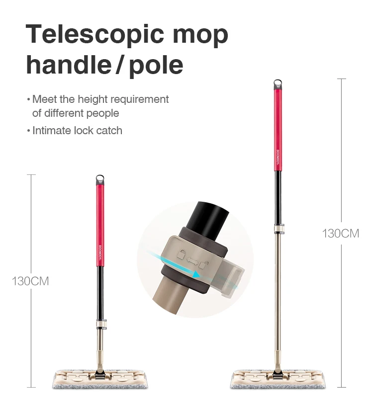 BOOMJOY E1 high strength plastic long handle micro fiber flat mop