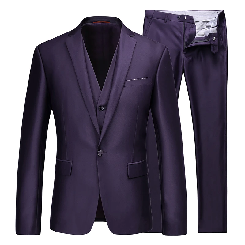 

Wholesale perennial hot men's high-end boutique suits three pieces of 2019 royal blue spring, Black & blue&purple