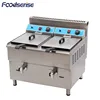 Catering industrial machine 2 tank 2 basket deep lpg gas flat fryer with temperature control, commercial fryer gas