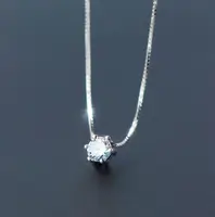 

Single diamond necklace fine diamond short clavicle 925 sterling silver chain fashion accessories wholesale silver chain