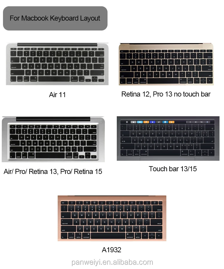 Del teclado ultra fino cubierta de piel Para MacBook Pro Retina13 "15" Air11 " 