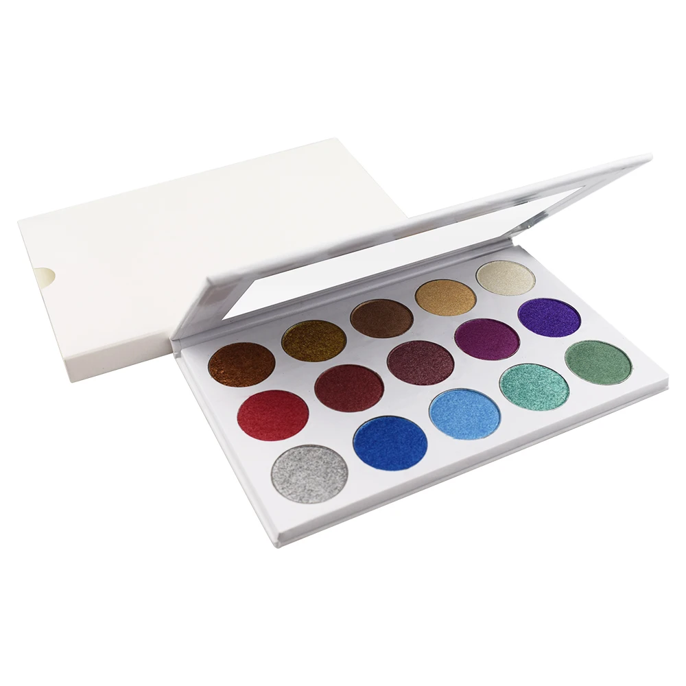 

High quality low MOQ custom colors make your own brand eyeshadow palette wholesale eyeshadow pigment palette, 15 colors