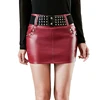 New 2017 Autumn Winter Fashion Short PU Leather Skirt Slim Package Hip Women Skirt Rivets Sexy Mini Pencil Skirt with Belt