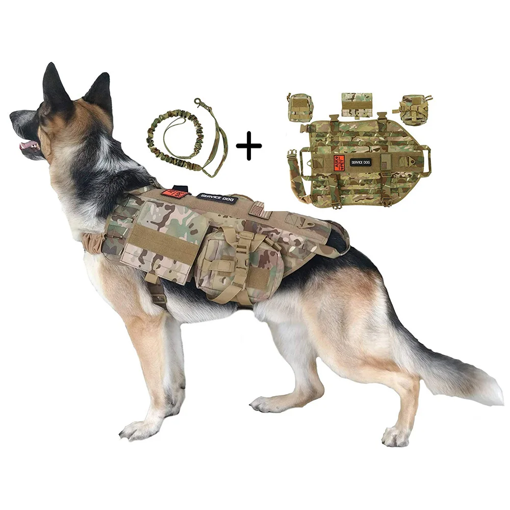 

Military Tactical Service Training Dog Vest Molle Dog Harness Nylon Adjustable Coat, Tan,black,army green,acu,cp camo