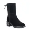 Amazon hot sale 2019 Sample support Autumn womens genuine leather boots 2019 side pull black suede boots With Diamond heel