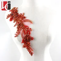 

HC-6040 Hechun Fancy bridal dress red crystal applique