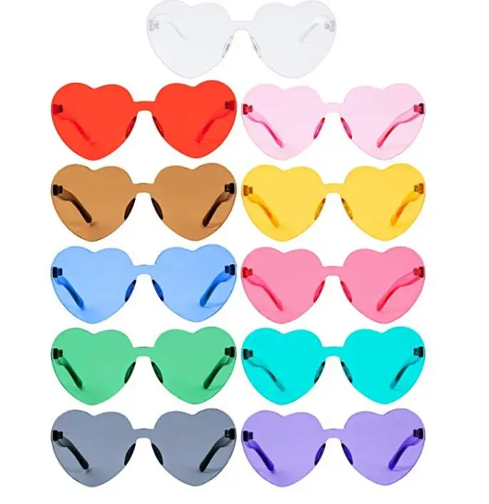 

WIIPU Heart Shaped Rimless Sunglasses Transparent Candy Color Eyewear