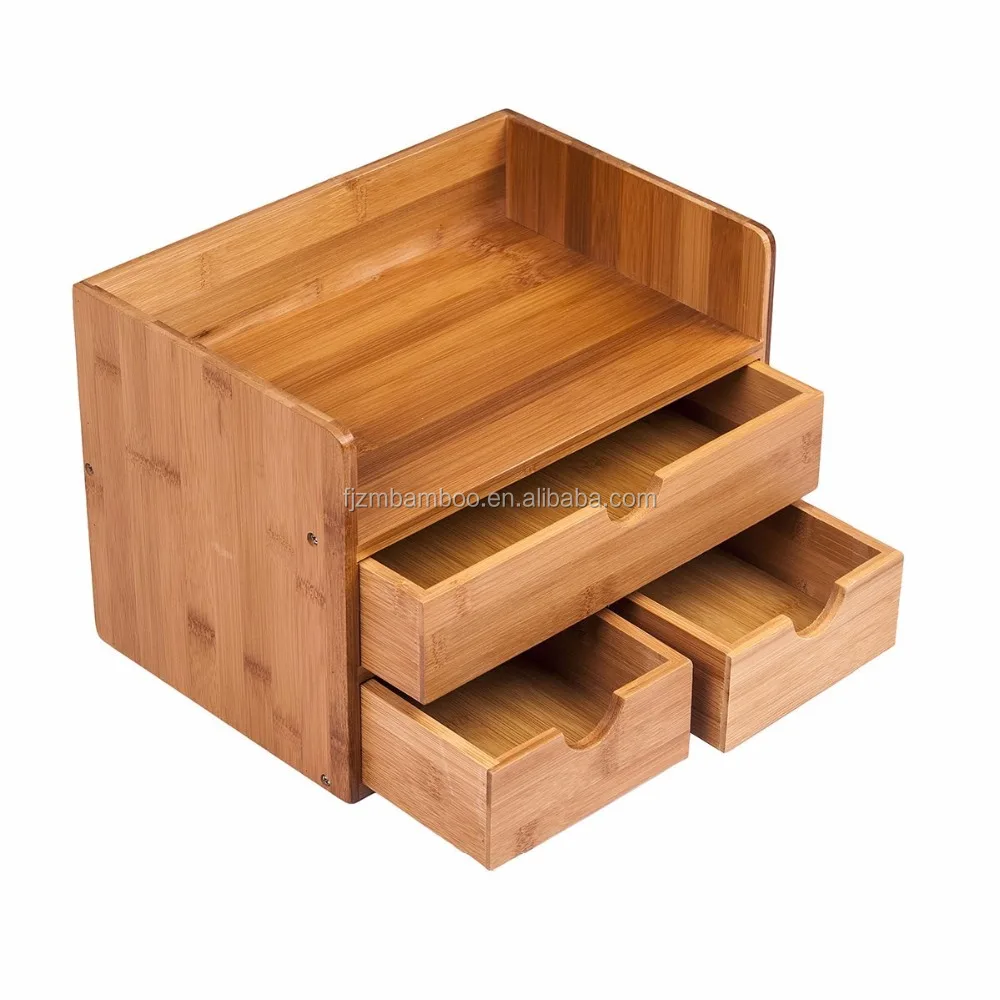 New Design Wholesale File Cabinet Desktop 3 Tier Mini Bamboo Desk