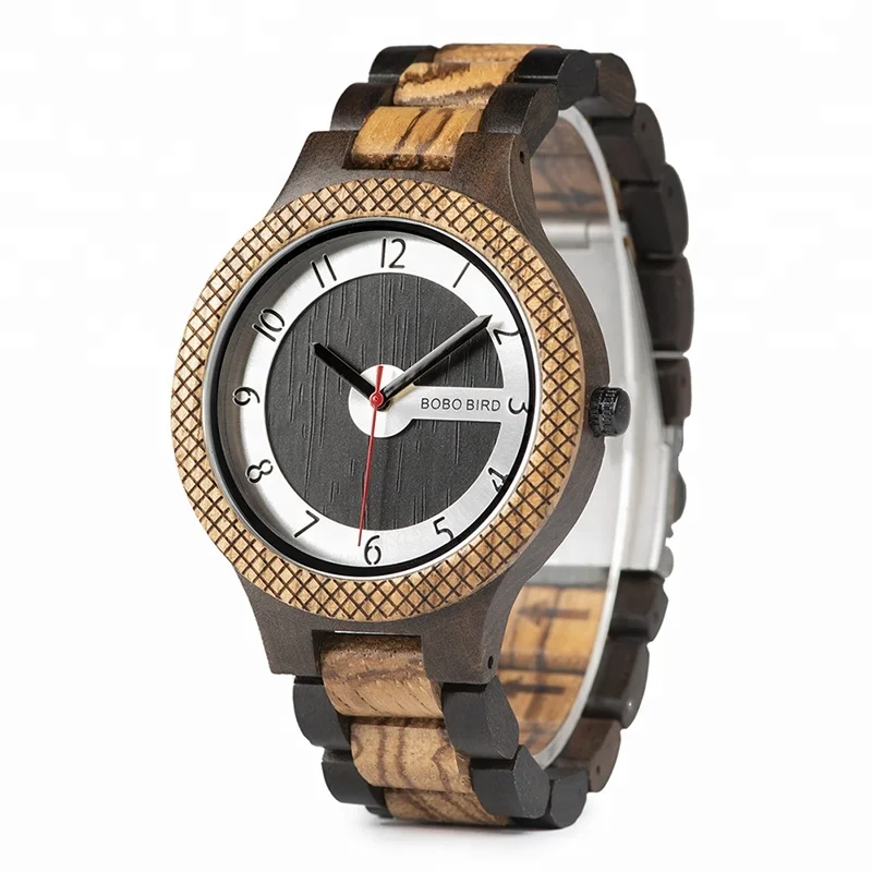 

BOBOB BIRD Retro style Men wood watch with custom logo design wood band for man
