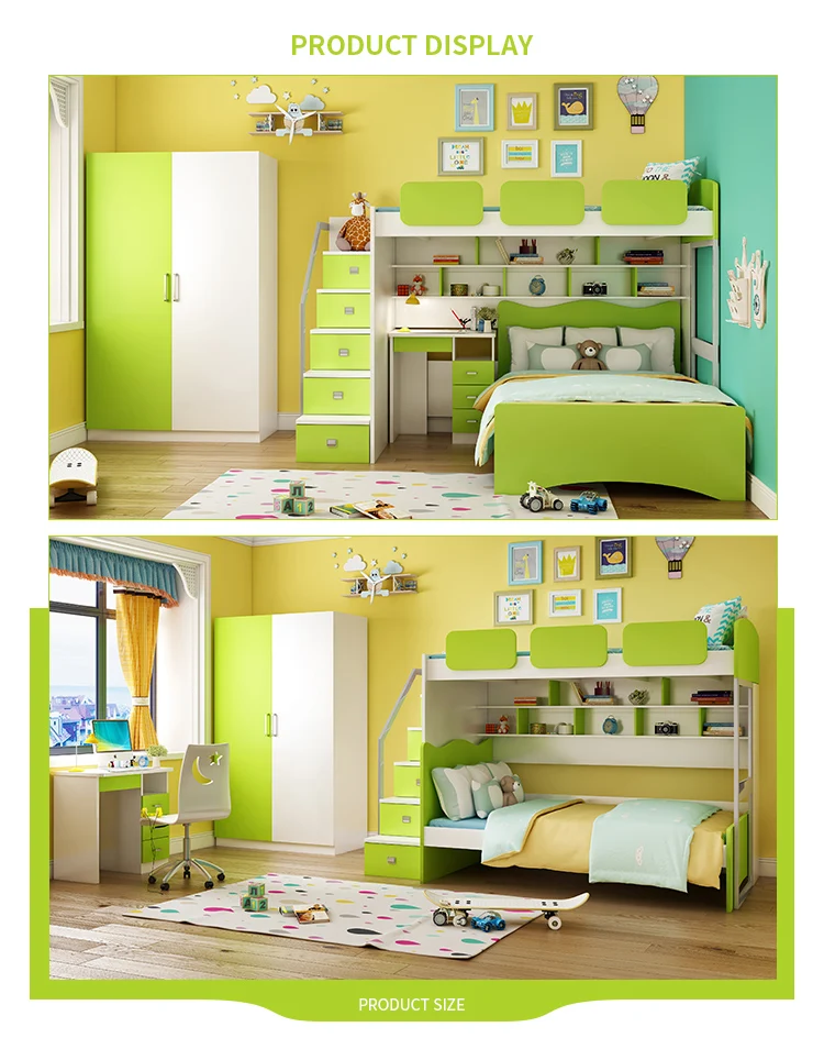 Asian Cheap Dorm Room Kids Living Room Sets Wooden Bunk Bed Furniture