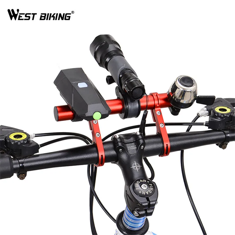 
WEST BIKING Light Phone Holder Handle Bicycle Accessories Bike Frame Double Extension Multifunction Bicycle Handlebar Extender 