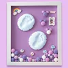 Wooden baby first year photo frame for DIY handprint and footprint with environmental protection clay