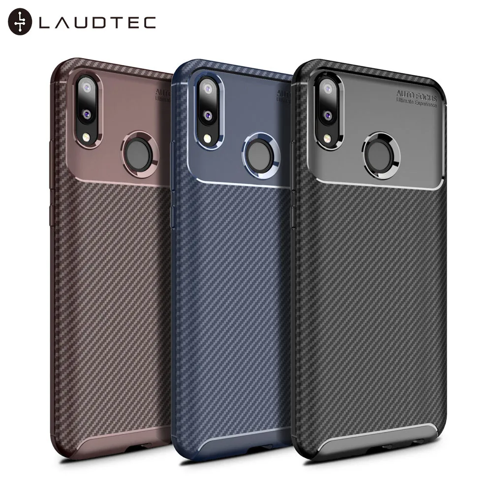 

Laudtec New Carbon Fiber Tpu Silicone Back Phone Cover Case For huawei Y9 2019, Black;navy blue;brown