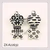 Antique Bronze Snowman Charms Filigree 3D Hollow Christmas Snowman Charms Super Cute with Hat Charms Smiling Face 47x25mm