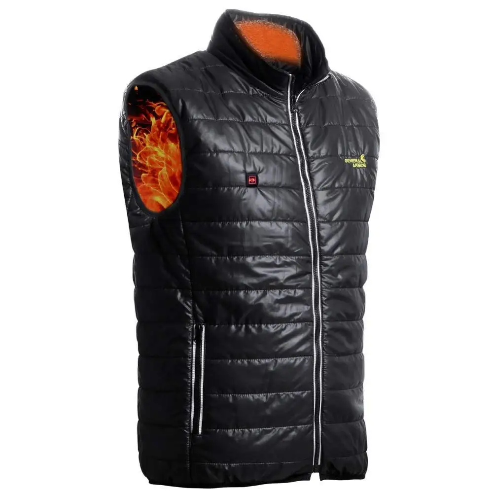 

16 years factory lightweight down slim fit intelligent electric heating vest, Black