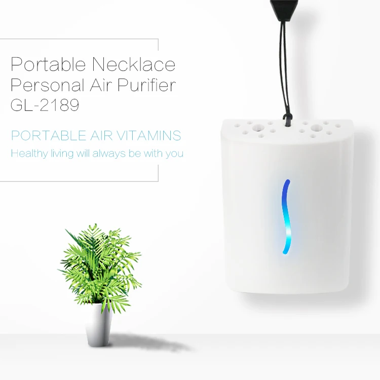 Personal Desktop Room Mini USB Necklace Air Purifier with Negative Ion