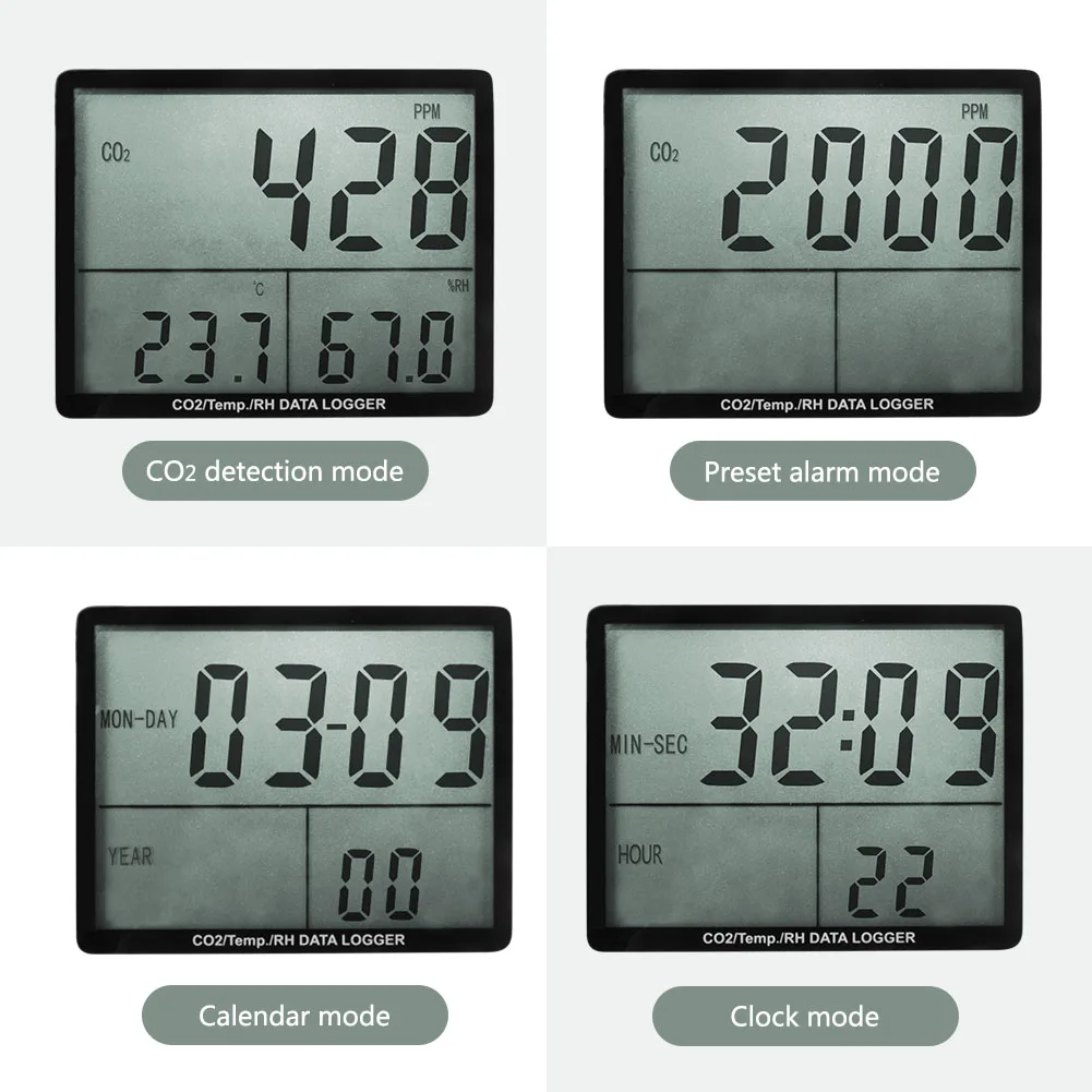 HT-2000 Digital Carbon Dioxide Detector CO2 Analyzer Air Quality Detector Temperature and Humidity meter