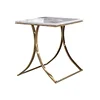 Unique design stanieless steel base tempered glass top end table square corner table for hotel home