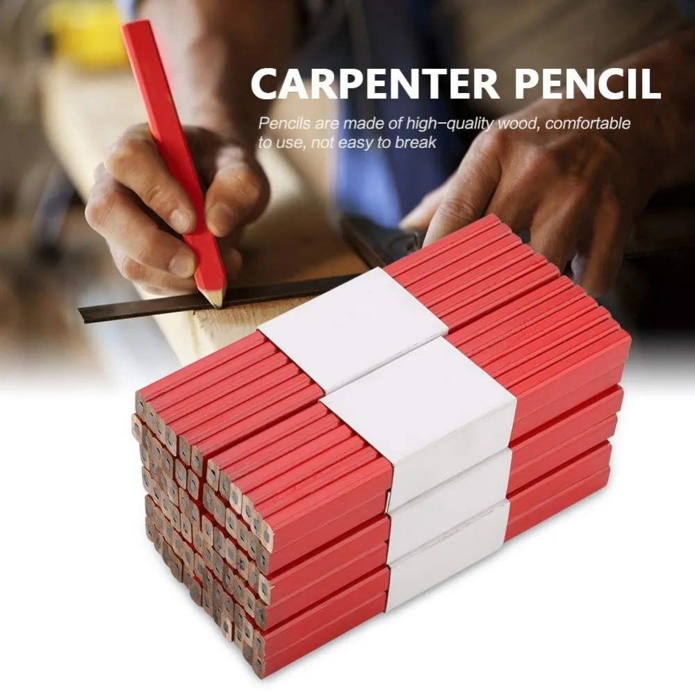 Carpenter Pencils,Construction Pencils Octagonal Hard Black Lead Carpenter Pencil Woodworking