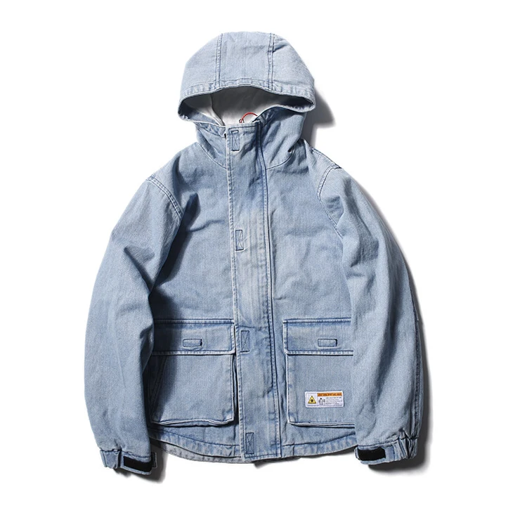 

Autumn Winter Vintage Denim Coach Jacket for Men, Blue