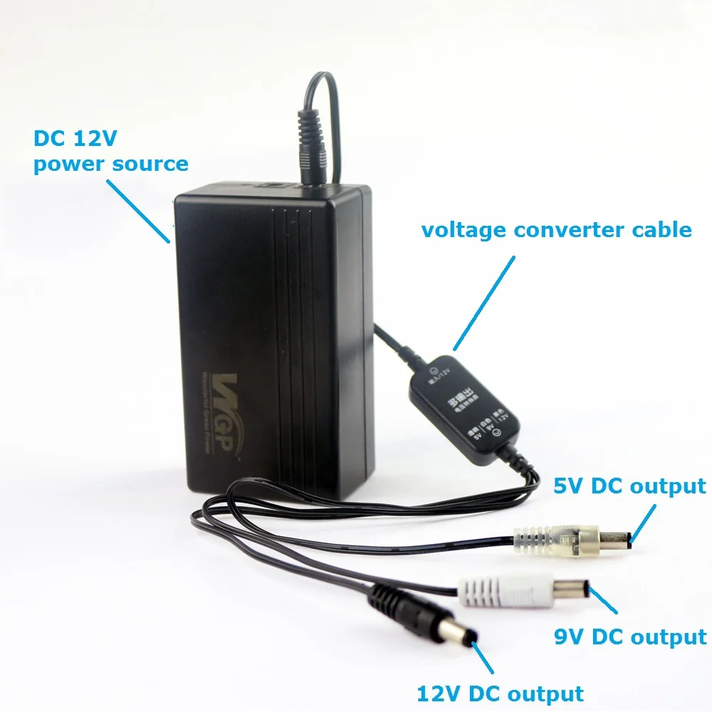 splitter cable inner 2.5mm DC / DC converter cable 12V to 12V 9V 5V 1A step down cable